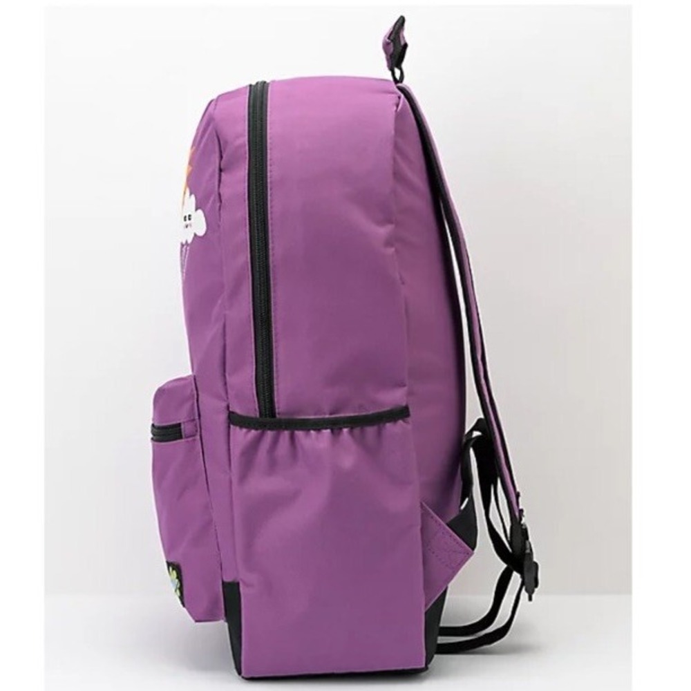 A-Lab Purple Trippy Mushroom Sun & Cloud Canvas Backpack NWT - Picture 4 of 5